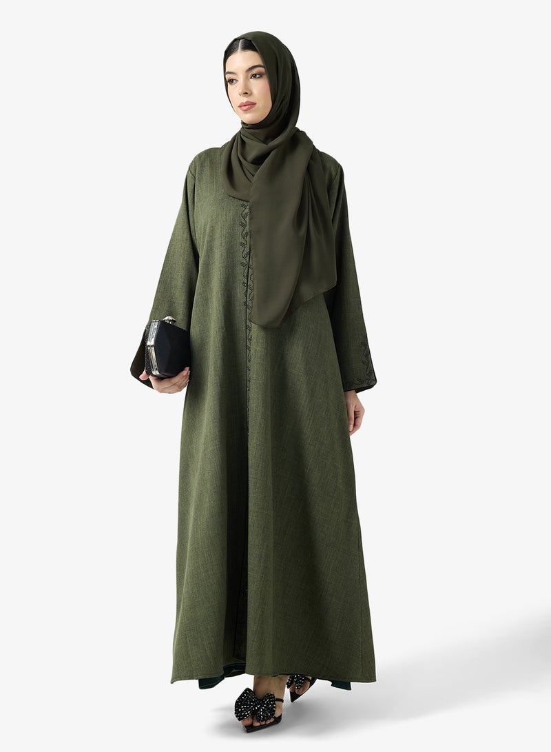 hayas closet Embroidered Abaya With Sheila - Image 1